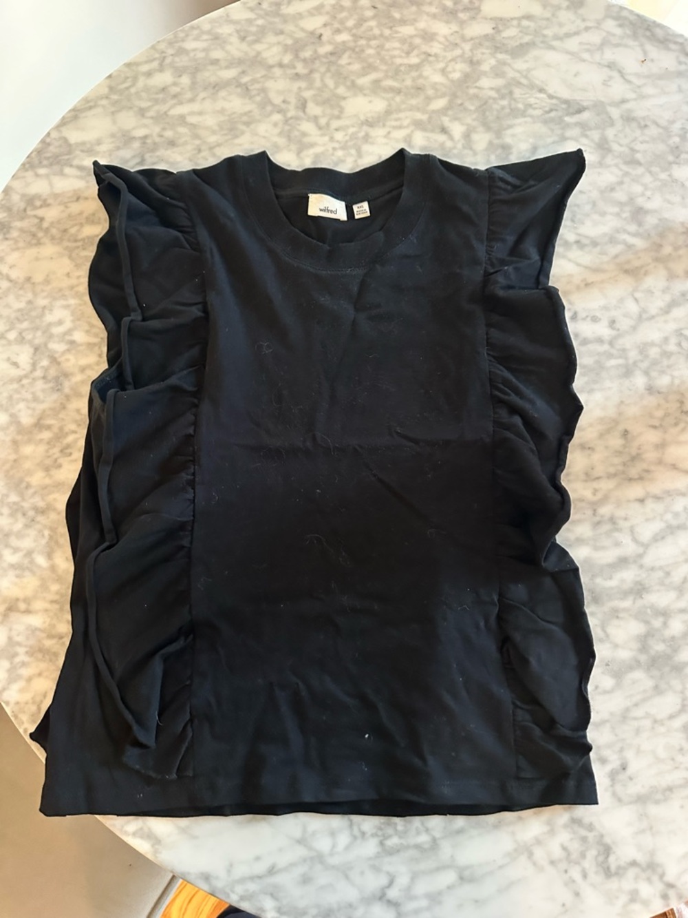 Wilfred Black Crewneck Ruffle Tee